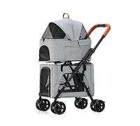 Poussette double pour animaux de compagnie pour chiens et chats Landau pour chien à 4 roues Poussette pour animaux de compagnie Poussette légère pour animaux de compagnie pour voyages respirants jum
