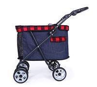 Poussette double pour chien handicapé, facile à plier, Oxford 600D Loth, poids maximum 15 kg, multifonction, filet respirant, supports de rangement (A) (C)