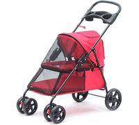 Poussette double pour chien - Poussette de voyage amovible pour animal domestique - Pliable - Chariot pour chien - Roues pivotantes avant et frein arrière - Poids maximum 15 kg - Poussette de voyage