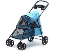 Poussette double pour chien, poussette de voyage pour animal domestique, poussette pour chien handicapé, roues à suspension faciles à plier, rotatives à 360 degrés, 6 roues en acier EVA, poids maxim