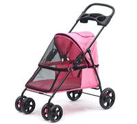 Poussette double pour chien, poussette de voyage pour animal domestique, poussette pour chien handicapé, roues à suspension faciles à plier, rotatives à 360 degrés, 6 roues en acier EVA, poids maxim