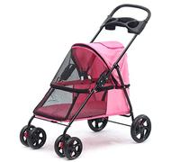 Poussette double pour chien Poussette de voyage pour animaux de compagnie Chariot pliable à quatre roues Suspension Commutation Chariot pour chat et chien Grandes fournitures de voyage Poussette de