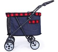Poussette double pour chien Poussette de voyage pour animaux de compagnie pour chiens de petite et moyenne taille Grand landau pliable à 4 roues pouvant supporter une charge inférieure à 15 kg Pouss