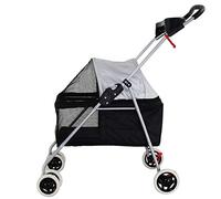 Poussette double pour chien Poussette pliable pour animal de compagnie, rotation à 360 °, roue avant, poussette de voyage pour animaux de compagnie, pliage rapide, charge maximale 10 kg, poussette d