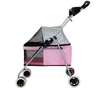 Poussette double pour chien Poussette pliable pour animal de compagnie, rotation à 360 °, roue avant, poussette de voyage pour animaux de compagnie, pliage rapide, charge maximale 10 kg, poussette d
