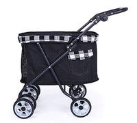 Poussette double pour chien, poussette pour chien handicapé, facile à plier, Oxford 600D loth, poids maximum 15 kg, multifonction, filet respirant, supports de rangement (A) (B)