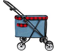 Poussette double pour chien, poussette pour chien handicapé, facile à plier, poussette de voyage pour animaux de compagnie, tissu Oxford 600D, poids maximum 15 kg, tasse respirante multifonctionnell