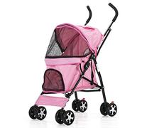 Poussette double pour chien, poussette pour chien handicapé, roue avant, rotation à 360 °, facile à plier, poussette avec 4 roues, poids maximum 20 kg, voyage pour animal de compagnie (B) (D)