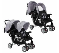 Poussette Double, Poussette Duo Tandem Pliable acier gris et noir