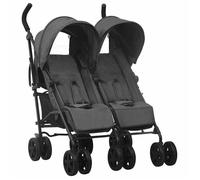 Poussette double - vidaXL - Anthracite - Réglable - Pliable - Avec auvent