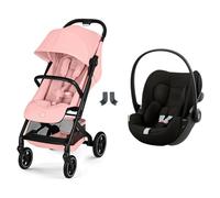 Poussette duo Beezy 4 compacte Candy Pink avec siège auto Cloud G3 i-Size