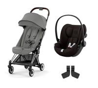 Poussette duo Coya Mirage Grey châssis Chrome Brown + Cloud G i-Size