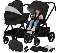 Poussette Duo LIONELO Carmine - Poussette - Nacelle - Sac - Habillage pluie - Accessories - Grand roues - Noir