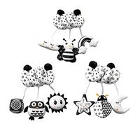 Poussette en Forme d'animal Noir et Blanc, Jouets Suspendus pour Nouveau-nés, Hochets en Peluche pour Berceau/Chariot/Chevet (#1)