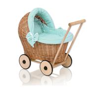 Poussette en osier pour poupée avec literie menthe et doublure douce STELLA - na