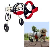 Poussette/fauteuil roulant pour chien à 2 roues rouge, fauteuil roulant réglable pour animal de compagnie pour attelle de jambe et support de hanche, chariot pour chien en aluminium léger, r
