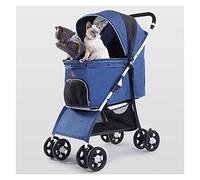 Poussette for animaux de compagnie for chiens de taille moyenne et petite, landau pliable for chien Premium 4 roues for 2 chats, landaus for chiens de petite taille, landau respirant for chien, pousse