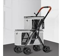 Poussette for animaux de compagnieChariot pliable à double couche for animaux de compagnie, chariot portable for séparation chat et chien, cage for chiens jumeaux, chariot for animaux de jogging en pl