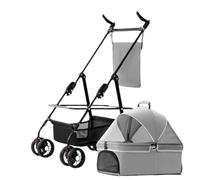 Poussette for animaux de compagniePoussette de voyage for animaux de compagnie, chariot pliable for chien et chat de petite et moyenne taille avec panier de rangement, ceinture de sécurité et porte-go