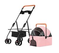 Poussette for animaux de compagniePoussette de voyage for animaux de compagnie, chariot pliable for chien et chat de petite et moyenne taille avec panier de rangement, ceinture de sécurité et porte-go