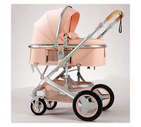 Poussette for bébé, poussette for bébé 2 en 1, poussette for berceau réversible, poussette pliable en alliage d'aluminium, poussette anti-choc for nouveau-né (Color : Roze)
