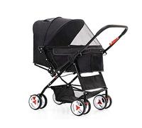 Poussette for chat/chien facile à plier d'une seule main, poussettes for chiens à 4 roues for chiens de taille moyenne et petite, poignée de poussée réversible, poussette for animaux de compagnie, por