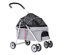 Poussette for chat et petit chien, poussette for animal domestique, chariot d'entrée sans fermeture éclair, poussette for chien avec auvent réglable, poussettes for chiens de petite et moyenne taille(