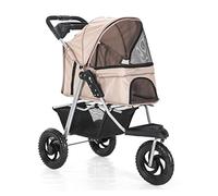 Poussette for chien à 3 roues for chiens de taille moyenne et petite avec de grandes roues, poussette for animaux de compagnie for chats/chiens, poussette for chien, chariot pliable avec porte-gobelet