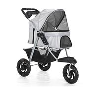 Poussette for chien à 3 roues for chiens de taille moyenne et petite avec de grandes roues, poussette for animaux de compagnie for chats/chiens, poussette for chien, chariot pliable avec porte-gobelet