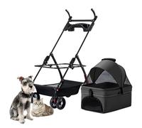 Poussette for chien de compagnie Poussette légère for petits chiens, poussette pliable for animal de compagnie avec plateau porte-gobelet, poussette de voyage for chiot et chat avec poignée réglable(N