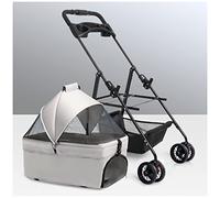 Poussette for chien de petite et moyenne taille avec porte-gobelet, landau for chien, poussette for chien et chat, poussette de voyage avec chariot de transport amovible, entrée sans fermeture éclair(