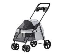 Poussette for Chien for Chats avec Porte-gobelet, poussettes for Chiens de Petite Taille, Poussette for Chien de qualité supérieure avec Housse de Pluie, poussettes Respirantes for Chien(Grey a)