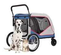 Poussette for Chien for Grands Chiens, poussettes for Chiens et Chats de Grande Taille, Landau de Voyage for Grand Chien, Poussette Robuste for Animaux de Compagnie Jumeaux ou Multiples(Grey a)