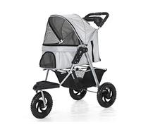 Poussette for chien Poussette for animaux de compagnie à 3 roues for chats/chiens, landau for chien à grandes roues, poussette for chiens de taille moyenne et petite, landau pliable for chien avec por