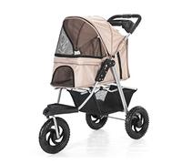 Poussette for chien Poussette for animaux de compagnie à 3 roues for chats/chiens, landau for chien à grandes roues, poussette for chiens de taille moyenne et petite, landau pliable for chien avec por