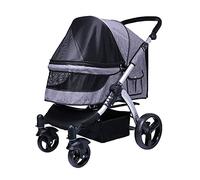 Poussette for Grand Chien for Grands Chiens, poussettes for Animaux de Compagnie, Poussette for Deux Chats, Poussette for Chien, Tissu Oxford, Alliage d'aluminium, Charge 30 kg(Grey a)
