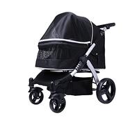 Poussette for Grand Chien for Grands Chiens, poussettes for Animaux de Compagnie, Poussette for Deux Chats, Poussette for Chien, Tissu Oxford, Alliage d'aluminium, Charge 30 kg(Nero)