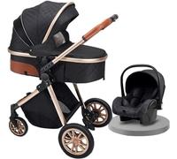Poussette for nouveau-né, landau for bébé 3 en 1, poussettes réglables for tout-petits, berceau réversible avec housse de pluie, chancelière, moustiquaire