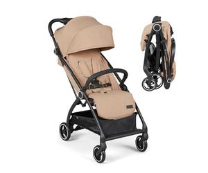 Poussette Ickle Bubba Aries Autofold - Conception ultra-légère, inclinaison multiposition et mécanisme de pliage automatique pratique, de la naissance à 22 kg (Biscuit)