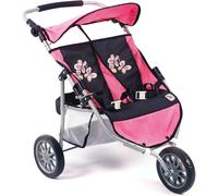 Poussette jogger 3 roues pour poupons jumelles multicolore TU