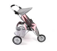 Poussette Jogger 3 Roues Pour Poupons Jumelles Rose Clair TU