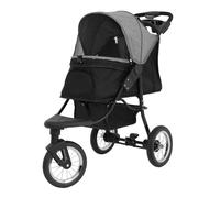 Poussette Jogger Pliable en Gris pour Animal de Compagnie, Sac Caddy & Housse