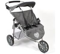 Poussette jogger pour poupées jumelles - jeans gris gris TU