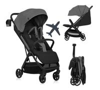 LIONELO Julie Air Poussette Canne jusqu'à 22 kg de 6 m à 4 ans Pour Avion Roues pivotantes à 360 ° Suspension Pliage avec Une Main Réglage du Dossier Canopy UPF50+, Légère (Grey)