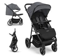 Poussette KikkaBoo LUCY, poussette bébé, jusqu'à 22 kg, poussette légère, pliable et compacte, grise