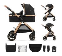Poussette Kinderkraft ESME 2 en 1 Pliable avec Nacelle Transformable Travel System Grandes Roues Tout Terrain Noir