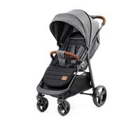 Kinderkraft Poussette canne GRANDE PLUS – dès naissance à 22 kg, pliage 1 main, 4 roues amorties, Gris