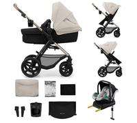 Kinderkraft MOOV 2 4-en-1 poussette avec siège 2-en-1, siège auto MINK PRO i-Size et base ISOFIX, grandes roues increvables, capote UPF50+, Gris
