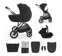 Poussette Kinderkraft PRIME 3 trio 3 en 1 travel system pliage compact memory buttons grandes roues noir