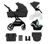 Poussette 3 en 1 avec nacelle, roues anti-crevaison et accessoires gris clair TU